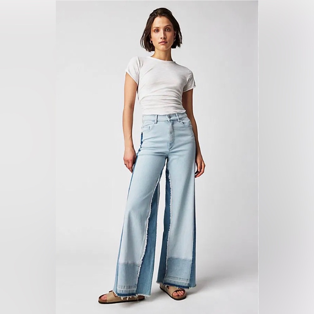ANTHROPOLOGIE DL1961 X KSENIASCHNAIDER PREMIUM DENIM HEPBURN WIDE LEG SIZE 26